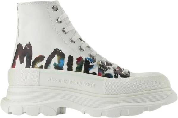 Alexander McQueen Canvas Witte Platform Sneakers Multicolore