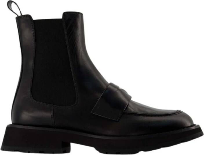 Alexander mcqueen Punk Loafer Enkellaarzen Zwart Wit Leer Black Heren