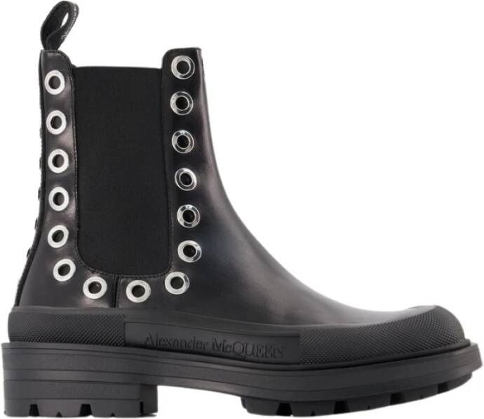 Alexander mcqueen Tread Slick Ankle Boots Black White Leather Zwart Heren