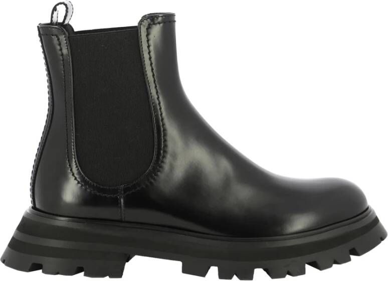 alexander mcqueen Chelsea Boots in geborsteld leer Black Dames