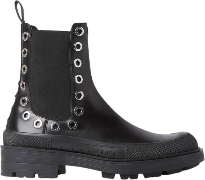 Alexander mcqueen Tread Slick Ankle Boots Black White Leather Zwart Heren