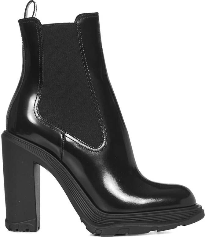 Alexander mcqueen Glamour Chelsea Laarzen met Hoge Blokhak Black Dames