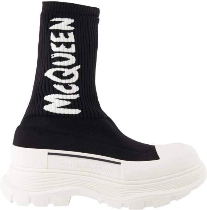 Alexander mcqueen Zwarte stretch nylon Tread Slick sneakers Zwart