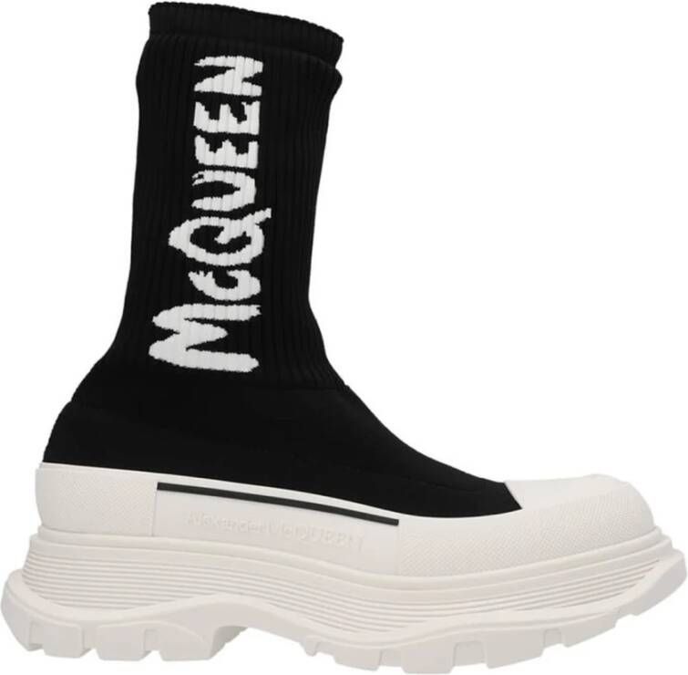 Alexander mcqueen Zwarte stretch nylon Tread Slick sneakers Zwart Dames