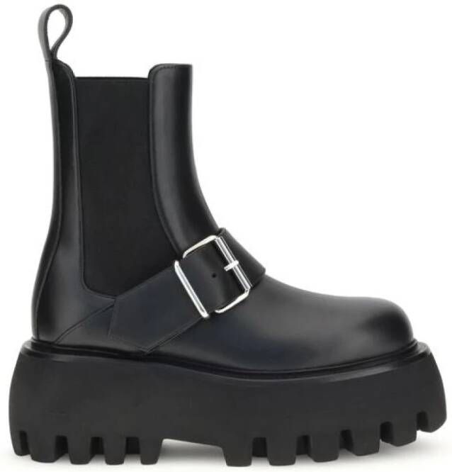 Alexander McQueen Enkellaarzen met band en ronde neus