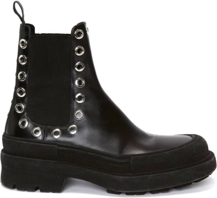 Alexander mcqueen Tread Slick Ankle Boots Black White Leather Zwart Heren