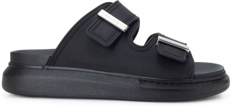 Alexander mcqueen Zwarte platte schoenen met slide sandalen Black Heren
