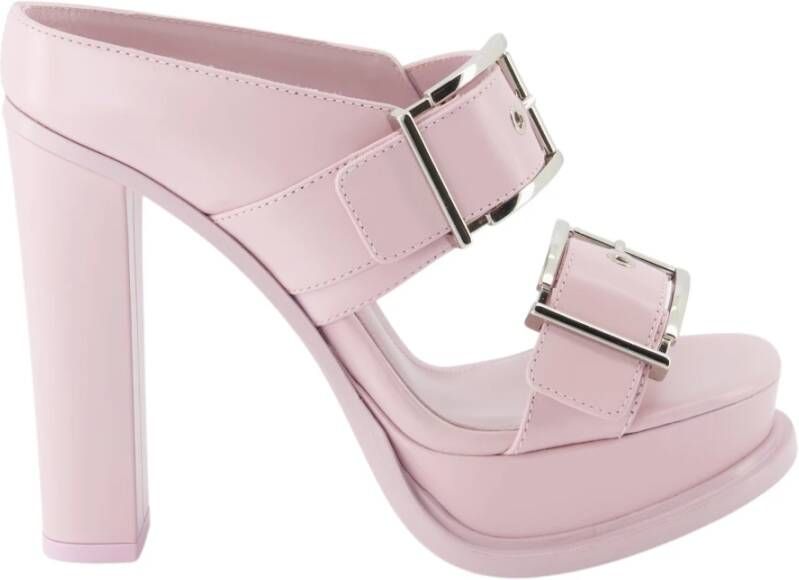 Alexander mcqueen Platform Sandaal van Porselein Leer Pink Dames