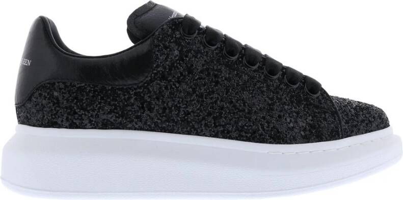 Alexander mcqueen Oversized Glitter Sneakers van Leer Black Dames