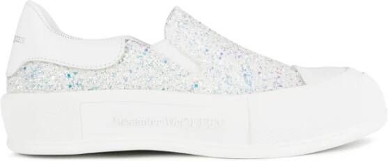 alexander mcqueen Glitter Slip On Sneakers White Dames