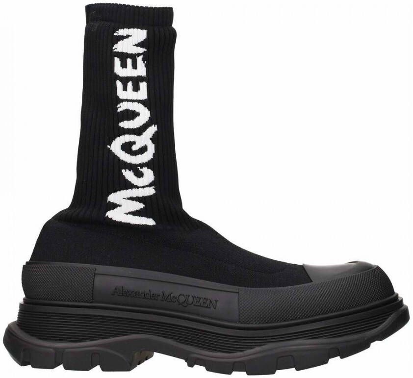 alexander mcqueen Graffiti Knit Tread Slick Boots Zwart Heren