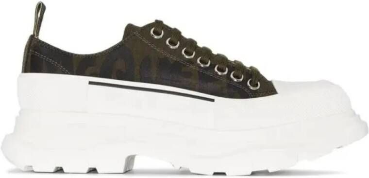 Alexander McQueen Graffiti Logo Print Sneakers Khaki