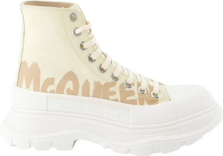 Alexander mcqueen Chunky Sole Leren Veterschoenen Beige Dames