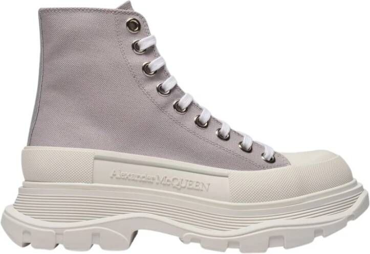 alexander mcqueen Grijze Canvas Tread Slick Sneakers Grijs Dames