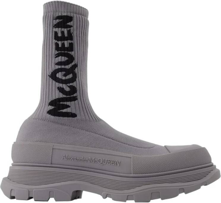 Alexander McQueen Grijze Gebreide Soklaarzen Platform