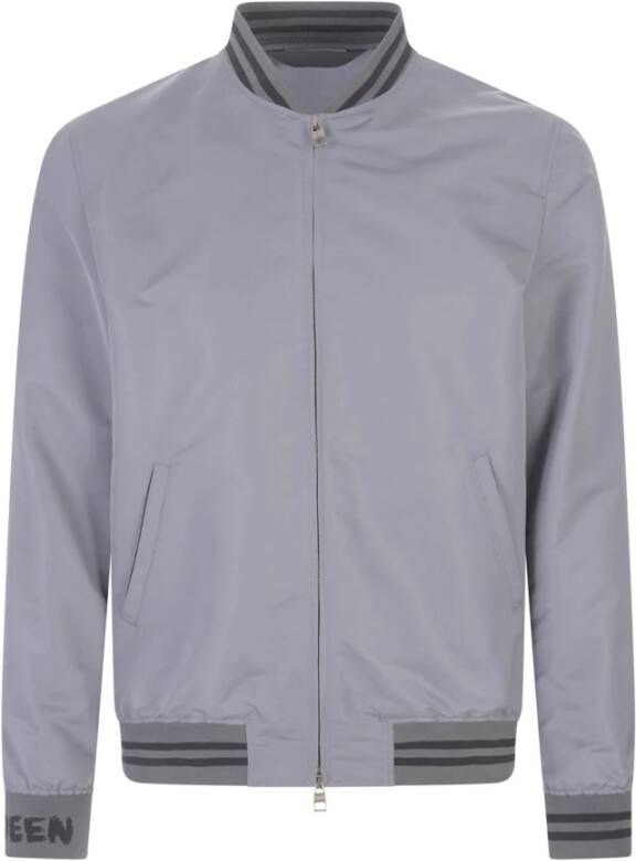 Alexander McQueen Grijze Jas Aw23 Polyester Ribboorden