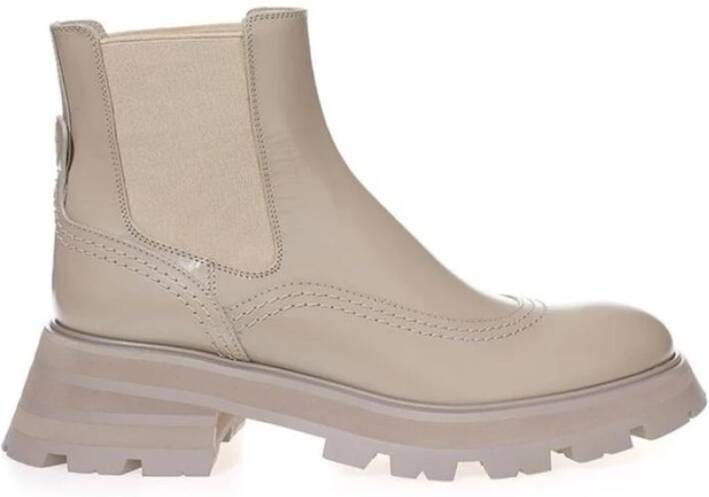 Alexander McQueen Grijze Leren Brogue Chelsea Laarzen