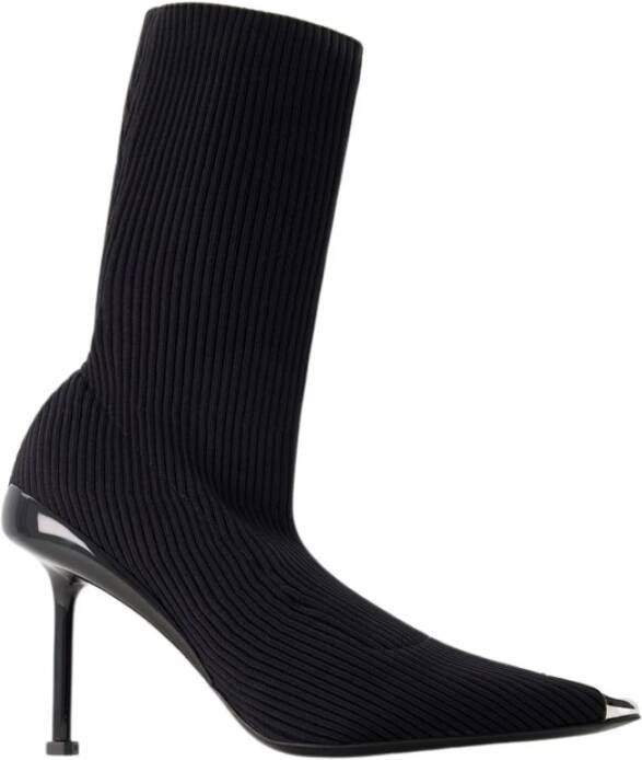 Alexander mcqueen Boots & laarzen Pointed-Toe Ankle Boots Leather Black in zwart