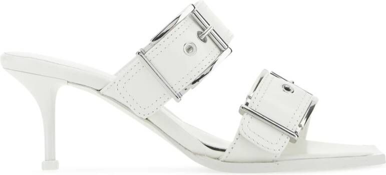 Alexander mcqueen Ivoor Zilver Leren Hakken Muiltjes Meerkleurig Dames