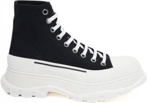 Alexander McQueen High-Top Tread Slick Sneakers Zwart Wit