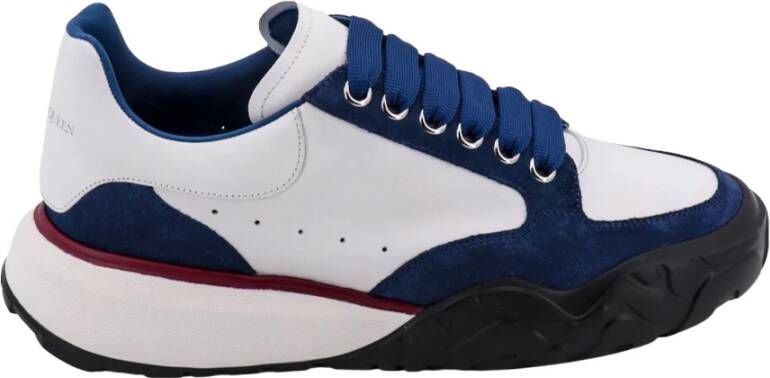 Alexander mcqueen Italiaanse Leren Sneakers met Suède Inzetstukken Blauw Heren