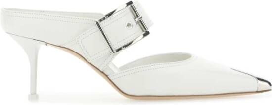 alexander mcqueen Krijtleren Hardware Muiltjes 7cm Hak Wit Dames