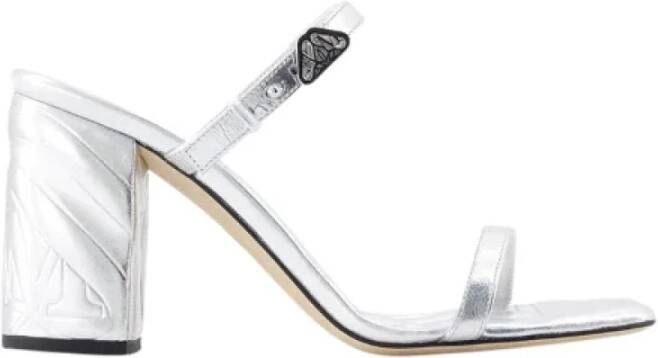Alexander mcqueen Sandalen Seal Heeled Sandals Leather Silver in zilver