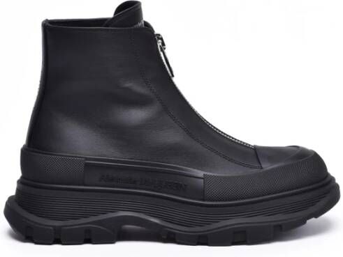 Alexander McQueen Leren enkellaars met rubberen zool