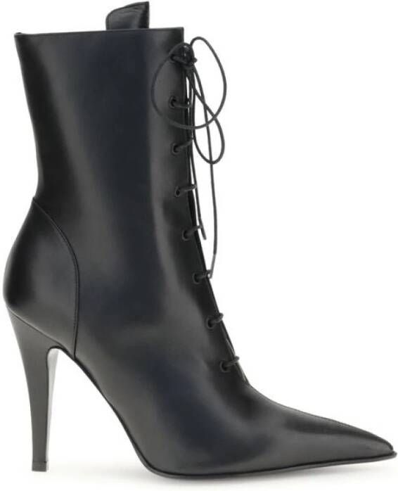 Alexander McQueen Leren enkellaarzen met gevlochten veters