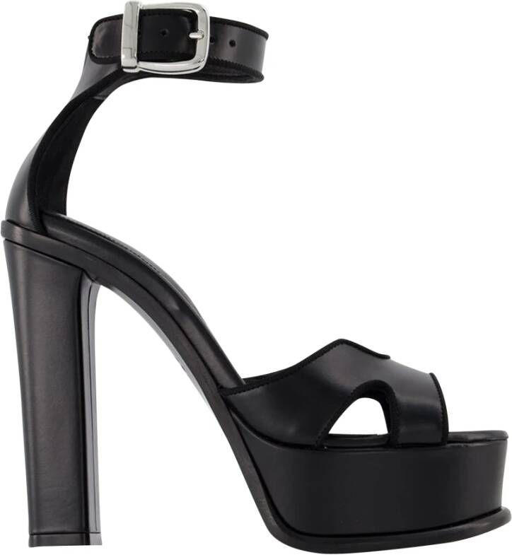 alexander mcqueen Leren pumps met zilveren hardware Zwart Dames