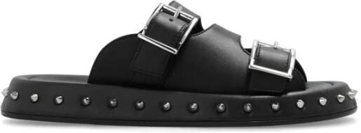 alexander mcqueen Leren Slides Black Dames
