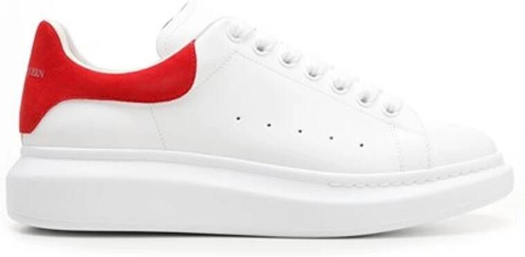 Alexander mcqueen Witte Leren Sneakers met Rode Suède Spoiler White