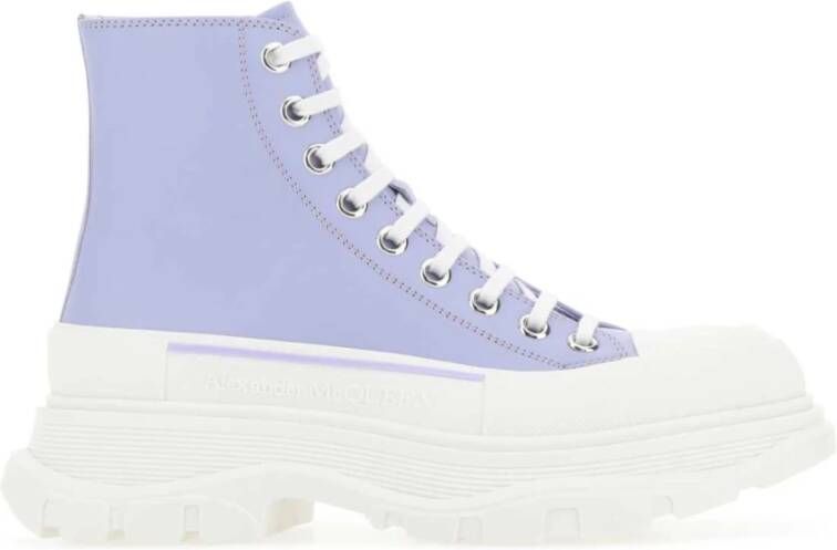 alexander mcqueen Lila Leren Tread Slick Sneakers Paars Dames