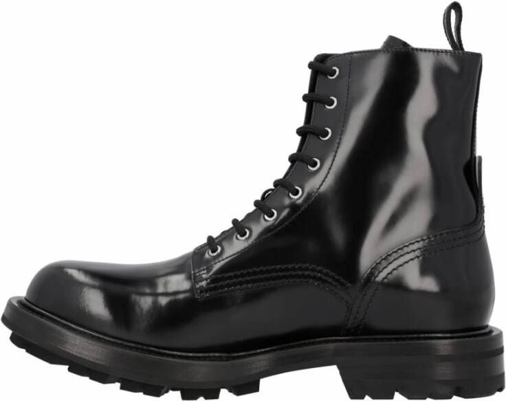 Alexander McQueen Logo Print Leren Combat Boots
