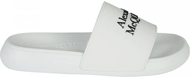 Alexander mcqueen Witte Slide Sandalen met Contrasterend Logo White Heren