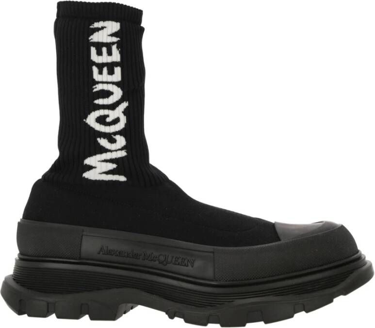 Alexander mcqueen Logo-Print Sock-Style Laarzen Black