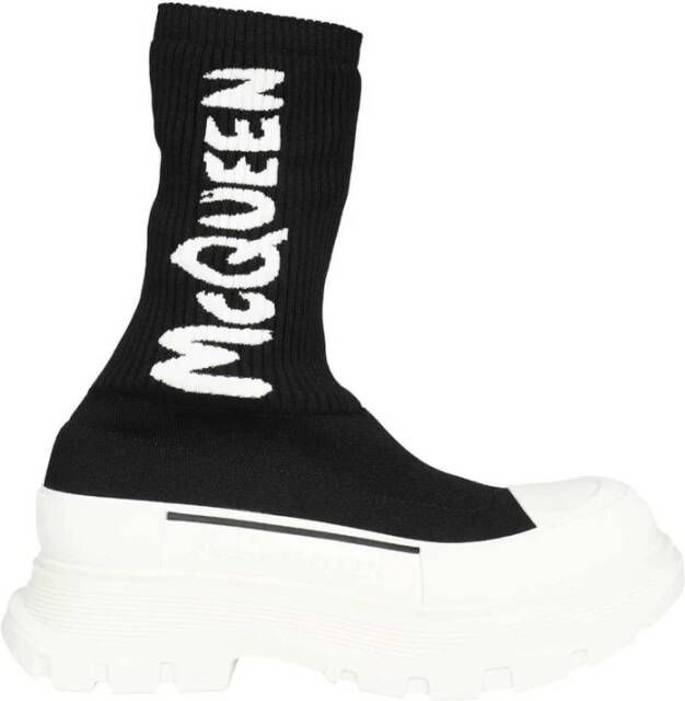 Alexander mcqueen Zwarte stretch nylon Tread Slick sneakers Zwart