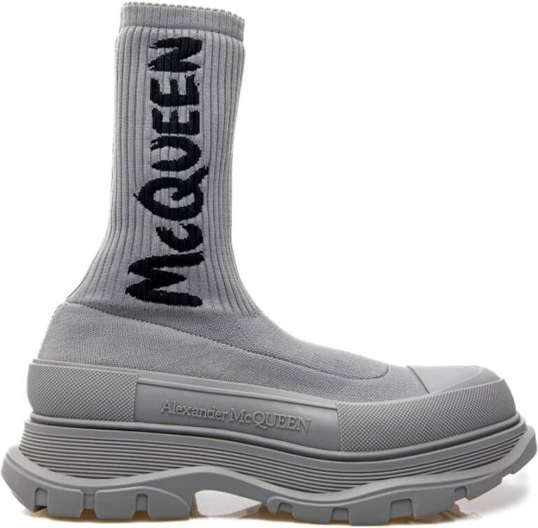 Alexander mcqueen Grijze Sock Boots Strak Design Echte Grijze Kleur Grijs Heren