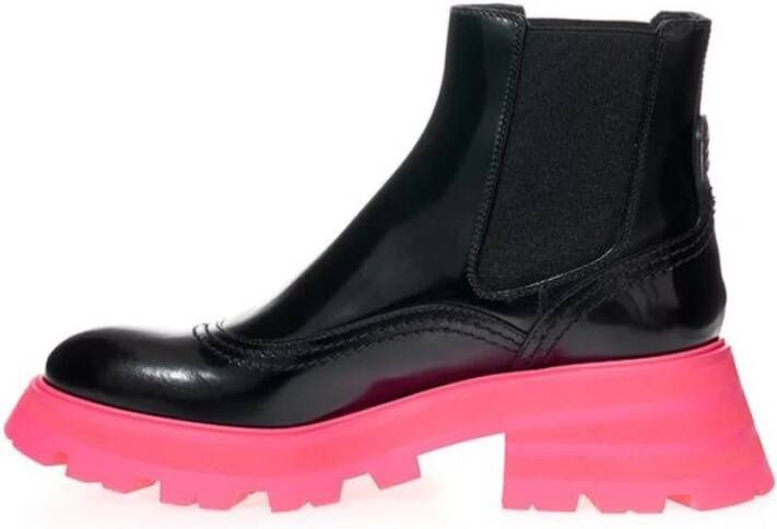 Alexander mcqueen Elegante Zwarte Leren Laarzen Black
