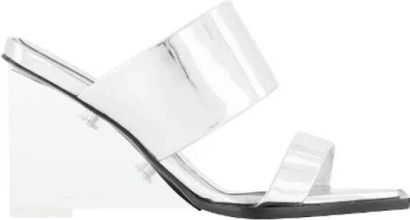 Alexander mcqueen Metallic Leren Hoge Hak Sandalen Grijs Dames