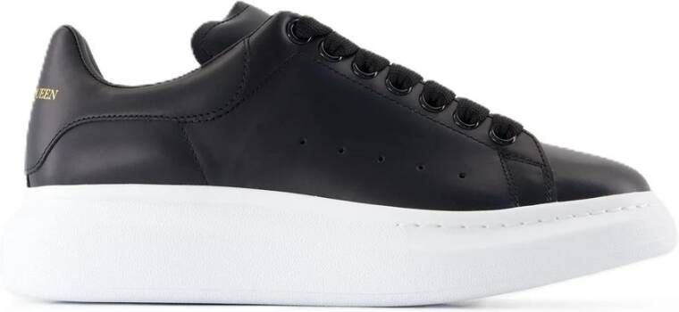 Alexander mcqueen Oversized Sneakers in Black Leather and Black Heel Wit Heren