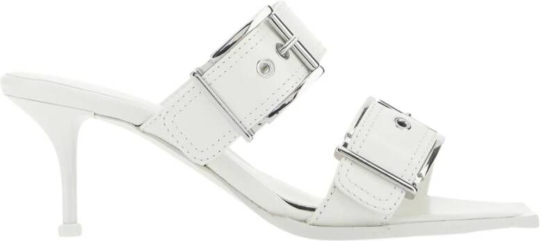 Alexander mcqueen Ivoor Zilver Leren Hakken Muiltjes Meerkleurig Dames