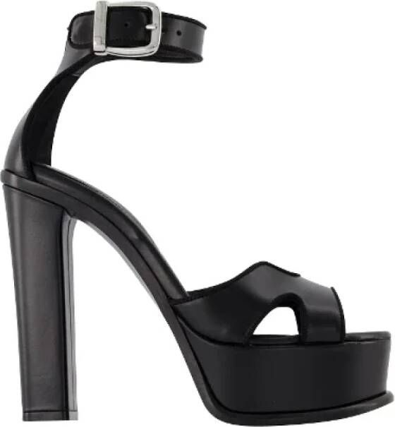 Alexander mcqueen Zwarte Leren Biker Trend Sandalen Zwart Dames