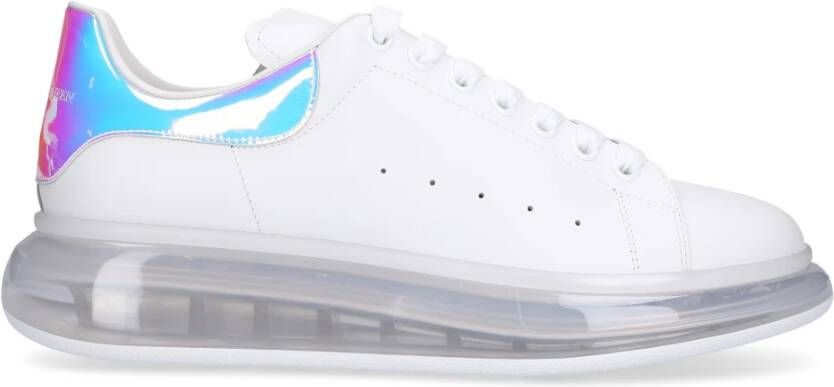 Alexander mcqueen Oleografische PVC Hak Leren Sneakers White Heren