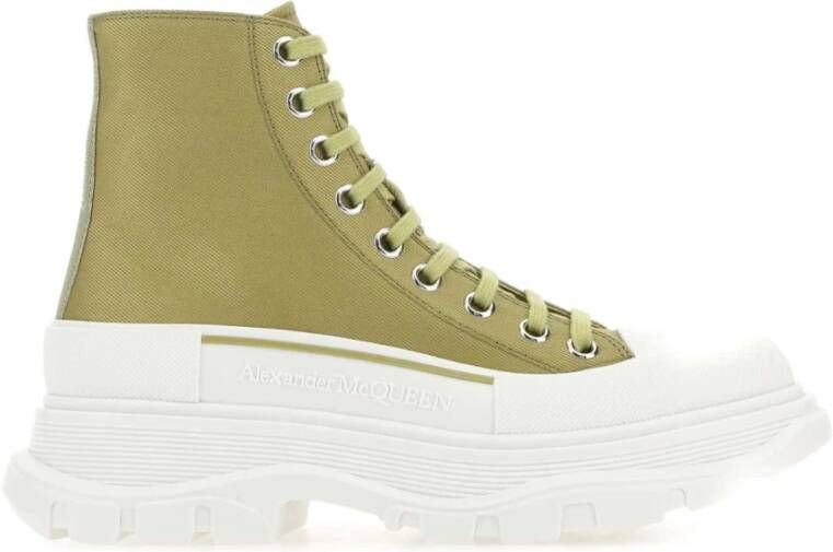 alexander mcqueen Olijfgroene Canvas Tread Slick Sneakers Groen Dames