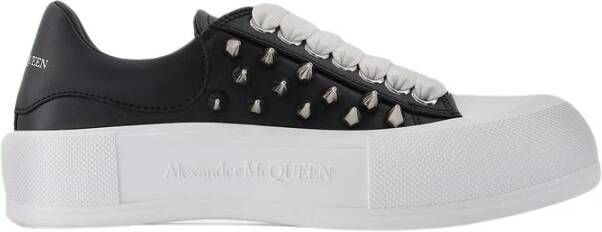 alexander mcqueen Oversize Zwarte Zilveren Leren Sneakers Zwart Dames