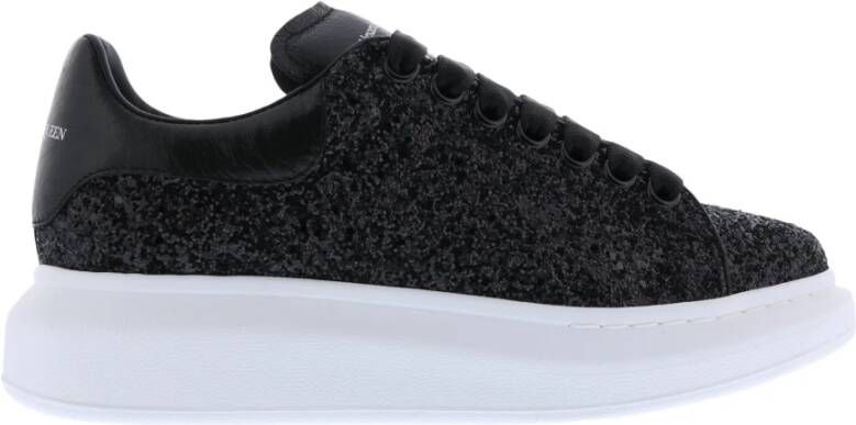 Alexander mcqueen Oversized Glitter Sneakers van Leer Black Dames