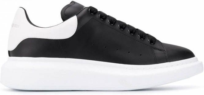 Alexander mcqueen Oversized Sneakers in Black Leather and white Heel Zwart
