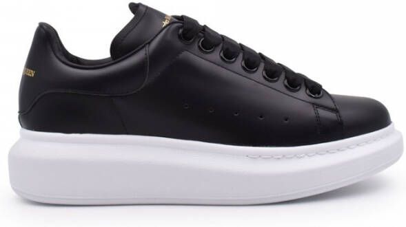 Alexander mcqueen Oversized Sneakers in Black Leather and Black Heel Wit Heren