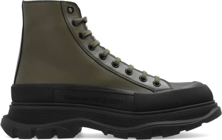 Alexander mcqueen Groene Veterschoenen met Oversized Rubberen Zool